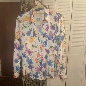 Zara Multicolor Satin Floral Shirt